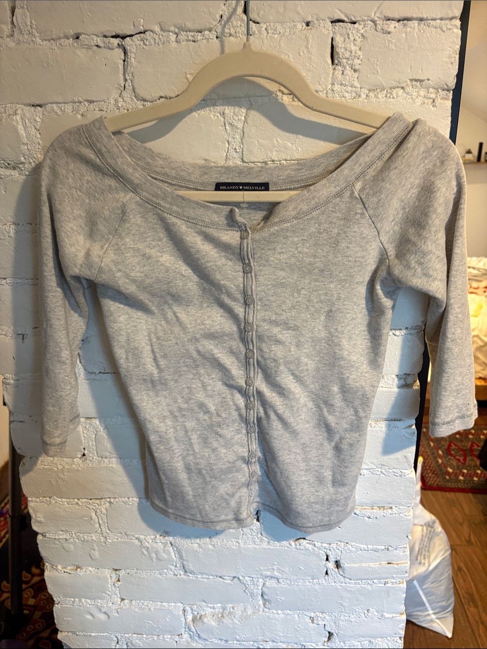 Brandy Melville Heather Gray Button-Front Women's Top